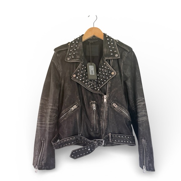All Saints Jackets & Blazers - All Saints Balfern Studded Lambs Leather Jacket NWT’s Sz US12